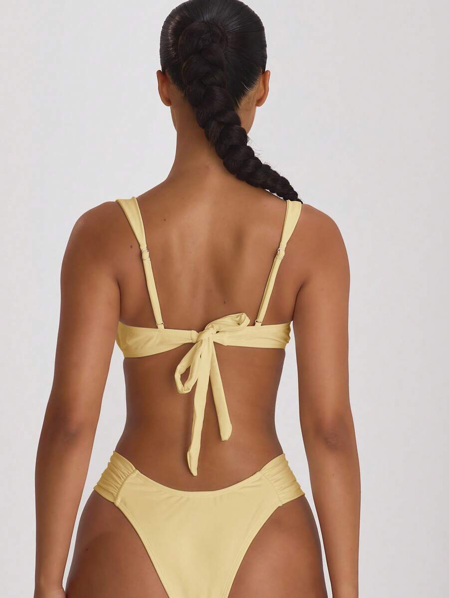 Underwire Ruched Cup Push-Up Bikini Top – Summer Beach Vacation Swimwear