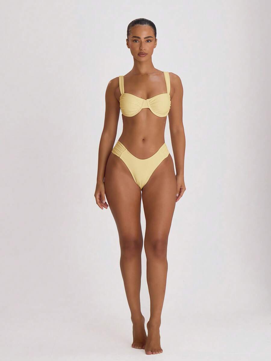 Underwire Ruched Cup Push-Up Bikini Top – Summer Beach Vacation Swimwear