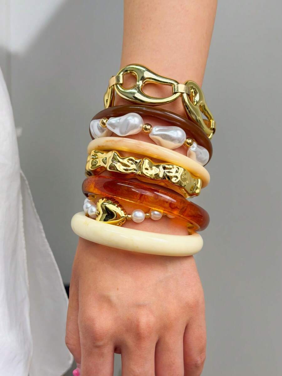 Vintage Resin Beaded Bracelet Stack – Fashion Jewellery for Women
