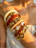 Vintage Resin Beaded Bracelet Stack – Fashion Jewellery for Women