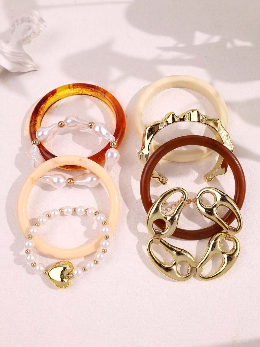 Vintage Resin Beaded Bracelet Stack – Fashion Jewellery for Women