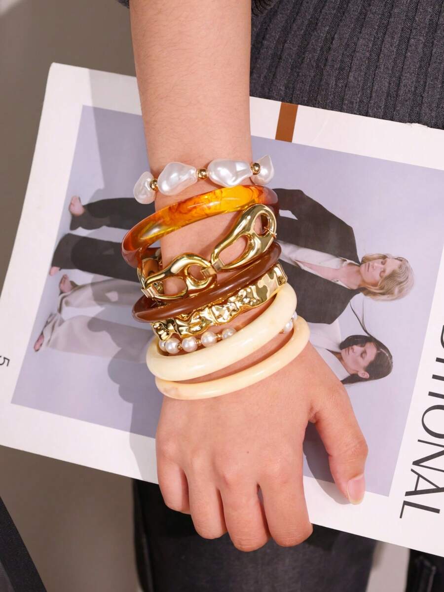 Vintage Resin Beaded Bracelet Stack – Fashion Jewellery for Women