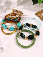 Vintage Resin Beaded Bracelet Stack – Fashion Jewellery for Women