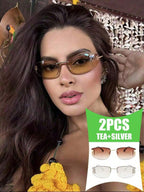Oval Frameless Y2K Fashion Glasses – Retro Eyewear for Women