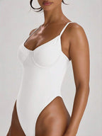 Underwire Cup High Leg Cheeky One-Piece Swimsuit – Boho Summer Beach Swimwear