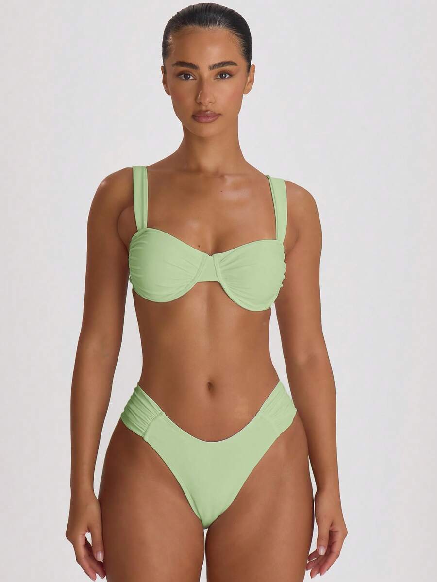 Ruched Side Cheeky Bikini Bottoms – Summer Beach Vacation Swimwear
