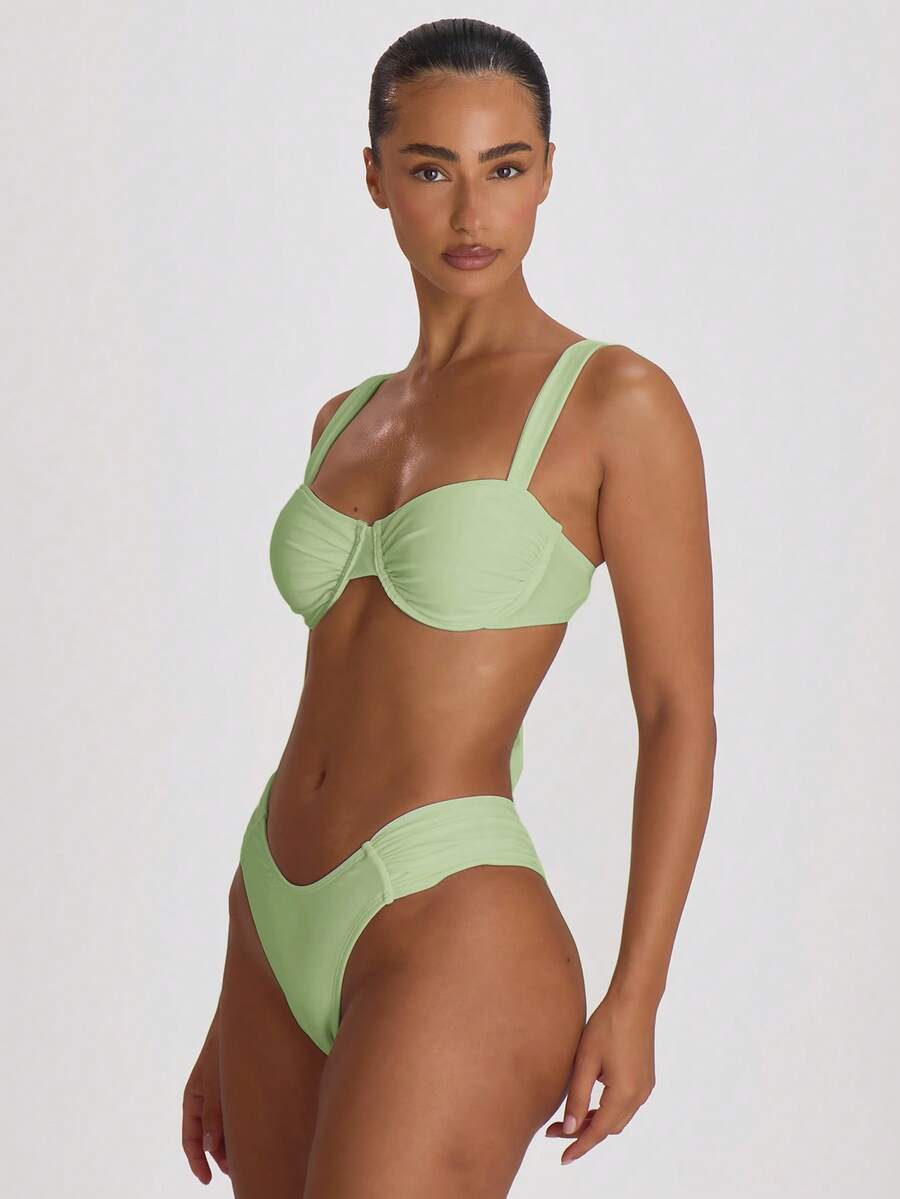 Underwire Ruched Cup Push-Up Bikini Top – Summer Beach Vacation Swimwear