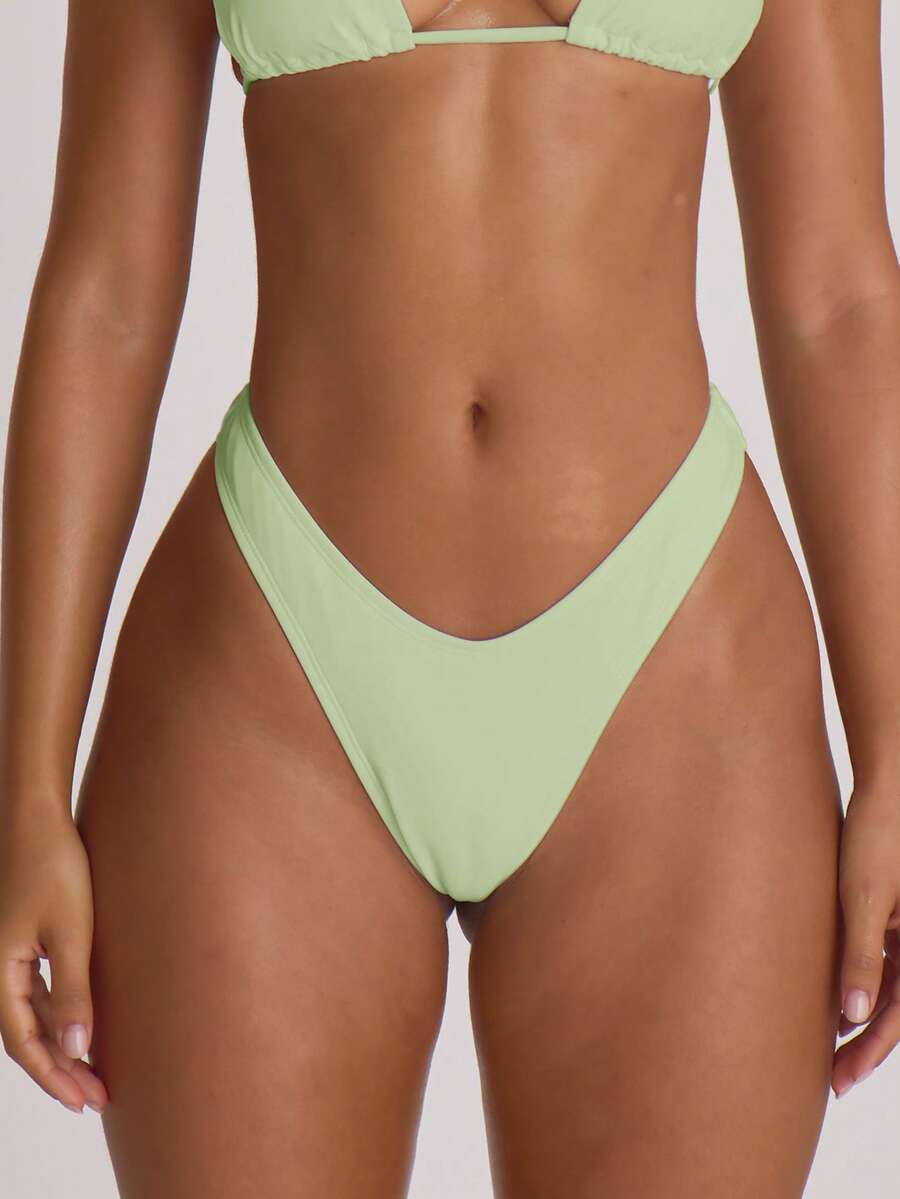 High Leg Dipped Front Thong Bikini Bottoms – Summer Beach Vacation Swimwear