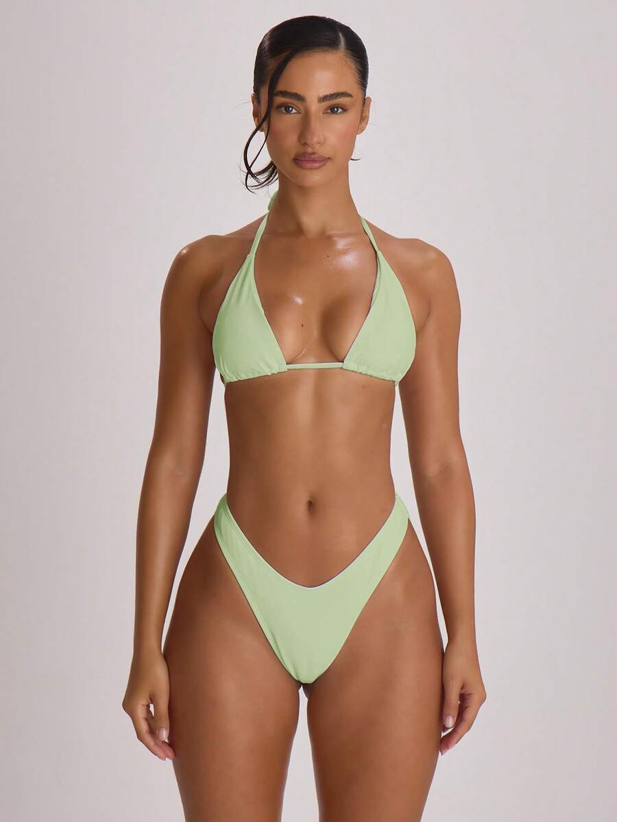 High Leg Dipped Front Thong Bikini Bottoms – Summer Beach Vacation Swimwear