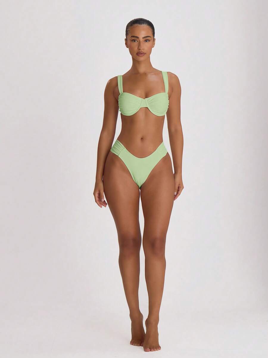 Ruched Side Cheeky Bikini Bottoms – Summer Beach Vacation Swimwear