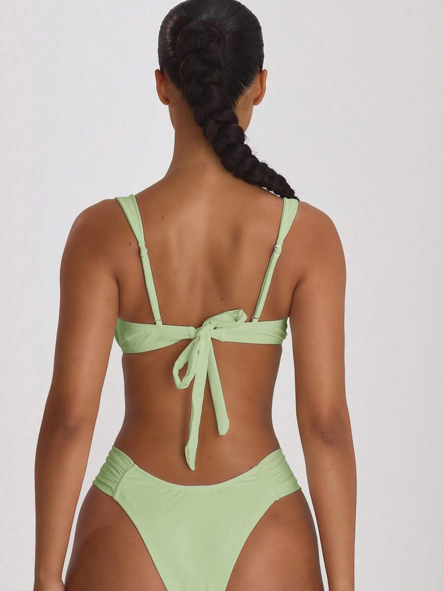 Underwire Ruched Cup Push-Up Bikini Top – Summer Beach Vacation Swimwear