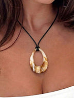 Water Drop Acrylic Pendant Leather Cord Necklace – Jewellery for Women