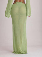 Knit Tie Front Maxi Skirt Beach Cover-Up – Summer Vacation Swimwear
