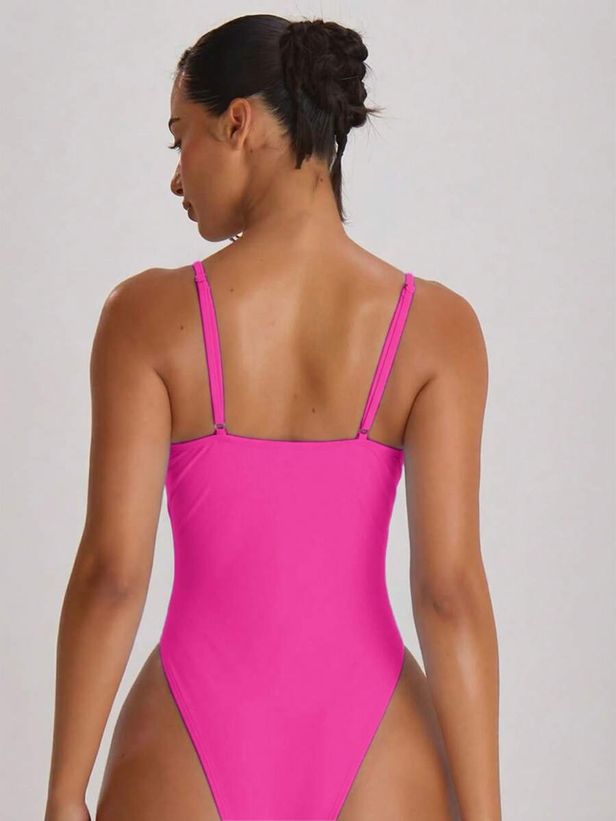 Strappy Binding High Leg Cheeky Swimsuit – Summer Beach Vacation Swimwear