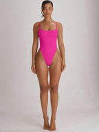 Strappy Binding High Leg Cheeky Swimsuit – Summer Beach Vacation Swimwear