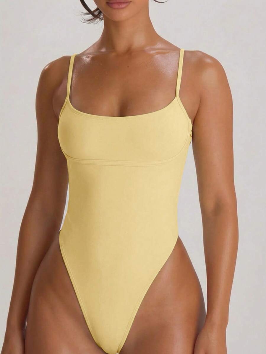Strappy Binding High Leg Cheeky Swimsuit – Summer Beach Vacation Swimwear