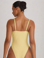 Strappy Binding High Leg Cheeky Swimsuit – Summer Beach Vacation Swimwear