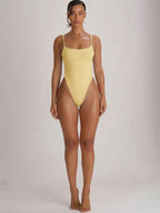 Strappy Binding High Leg Cheeky Swimsuit – Summer Beach Vacation Swimwear