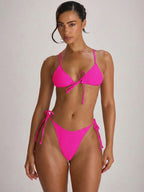 Tie Side Scooped Front Thong Bikini Bottoms – Summer Beach Vacation Swimwear