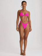 Tie Side Scooped Front Thong Bikini Bottoms – Summer Beach Vacation Swimwear