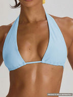 High Apex Halterneck Tie Back Bikini Top – Summer Beach Vacation Swimwear