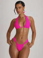 High Apex Halterneck Tie Back Bikini Top – Summer Beach Vacation Swimwear
