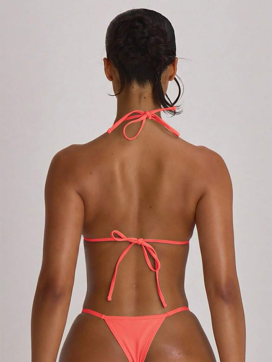 Micro Triangle Halterneck Tie Bikini Top – Summer Beach Vacation Swimwear