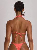 Micro Triangle Halterneck Tie Bikini Top – Summer Beach Vacation Swimwear