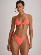 Tie Side Scooped Front Thong Bikini Bottoms – Summer Beach Vacation Swimwear