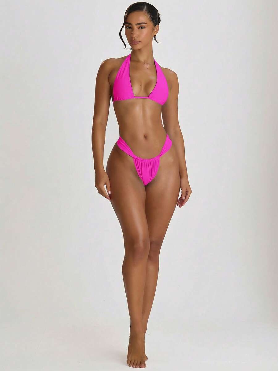 Thick Strap Ruched Cheeky Bikini Bottoms – Summer Beach Vacation Swimwear