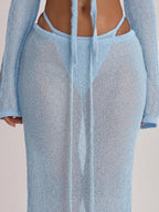 Knit Tie Front Maxi Skirt Beach Cover-Up – Summer Vacation Swimwear