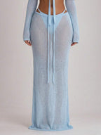 Knit Tie Front Maxi Skirt Beach Cover-Up – Summer Vacation Swimwear