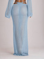 Knit Tie Front Maxi Skirt Beach Cover-Up – Summer Vacation Swimwear