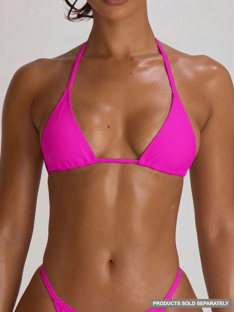 Micro Triangle Halterneck Tie Bikini Top – Summer Beach Vacation Swimwear
