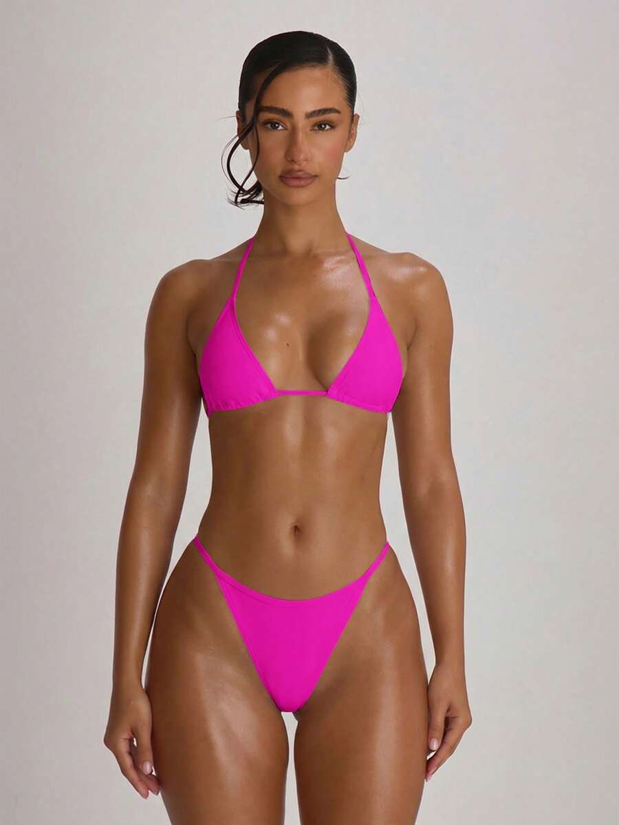 Micro Triangle Halterneck Tie Bikini Top – Summer Beach Vacation Swimwear