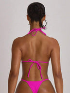 Micro Triangle Halterneck Tie Bikini Top – Summer Beach Vacation Swimwear