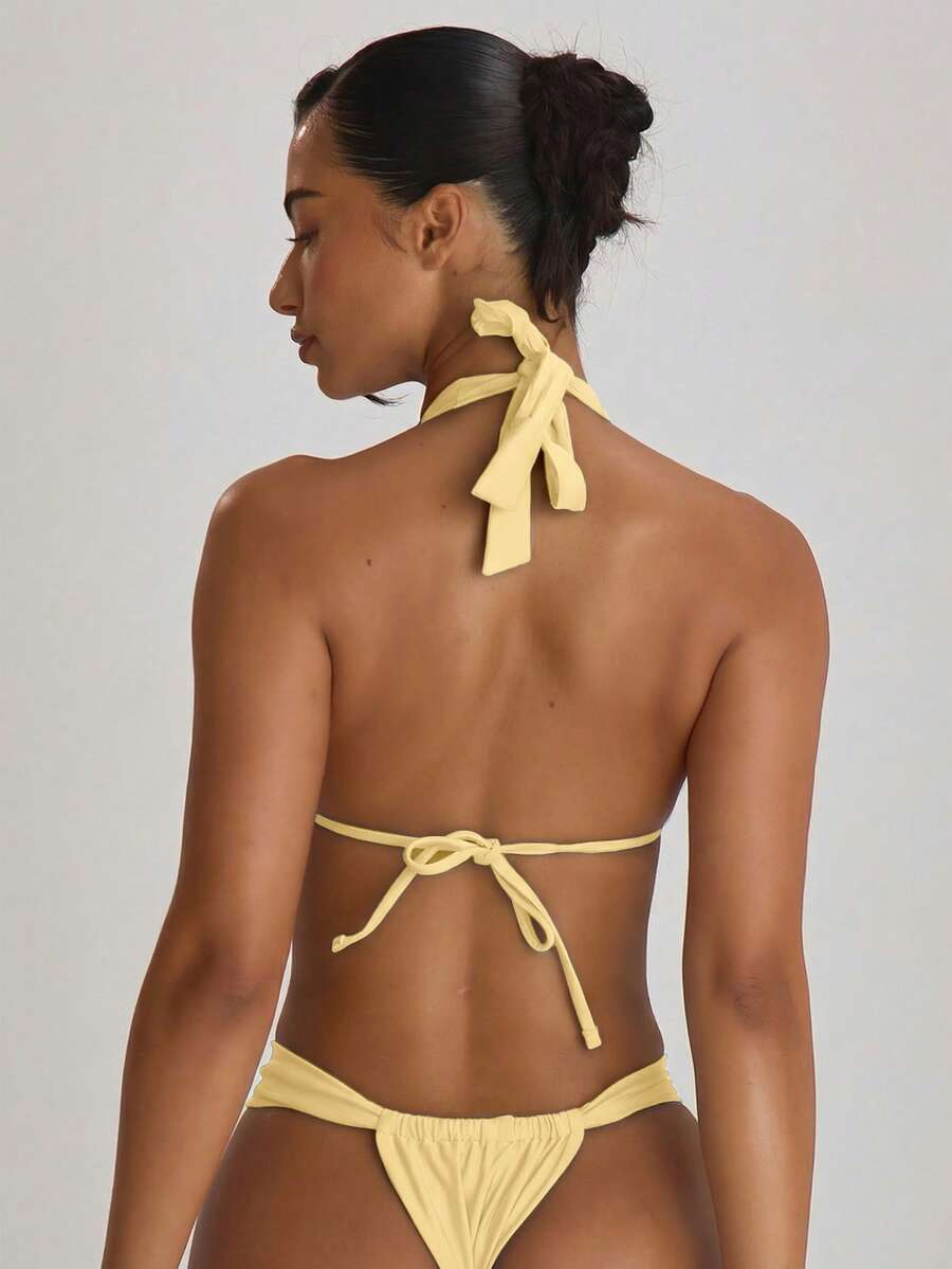 Thick Strap Ruched Cheeky Bikini Bottoms – Summer Beach Vacation Swimwear
