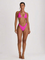High Leg Dipped Front Thong Bikini Bottoms – Summer Beach Vacation Swimwear