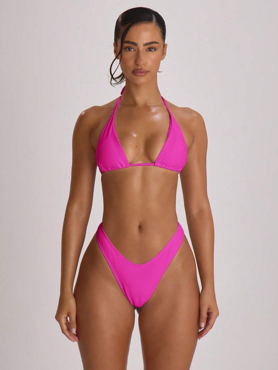 High Leg Dipped Front Thong Bikini Bottoms – Summer Beach Vacation Swimwear