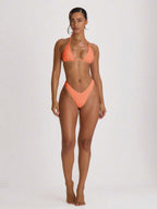 High Leg Dipped Front Thong Bikini Bottoms – Summer Beach Vacation Swimwear