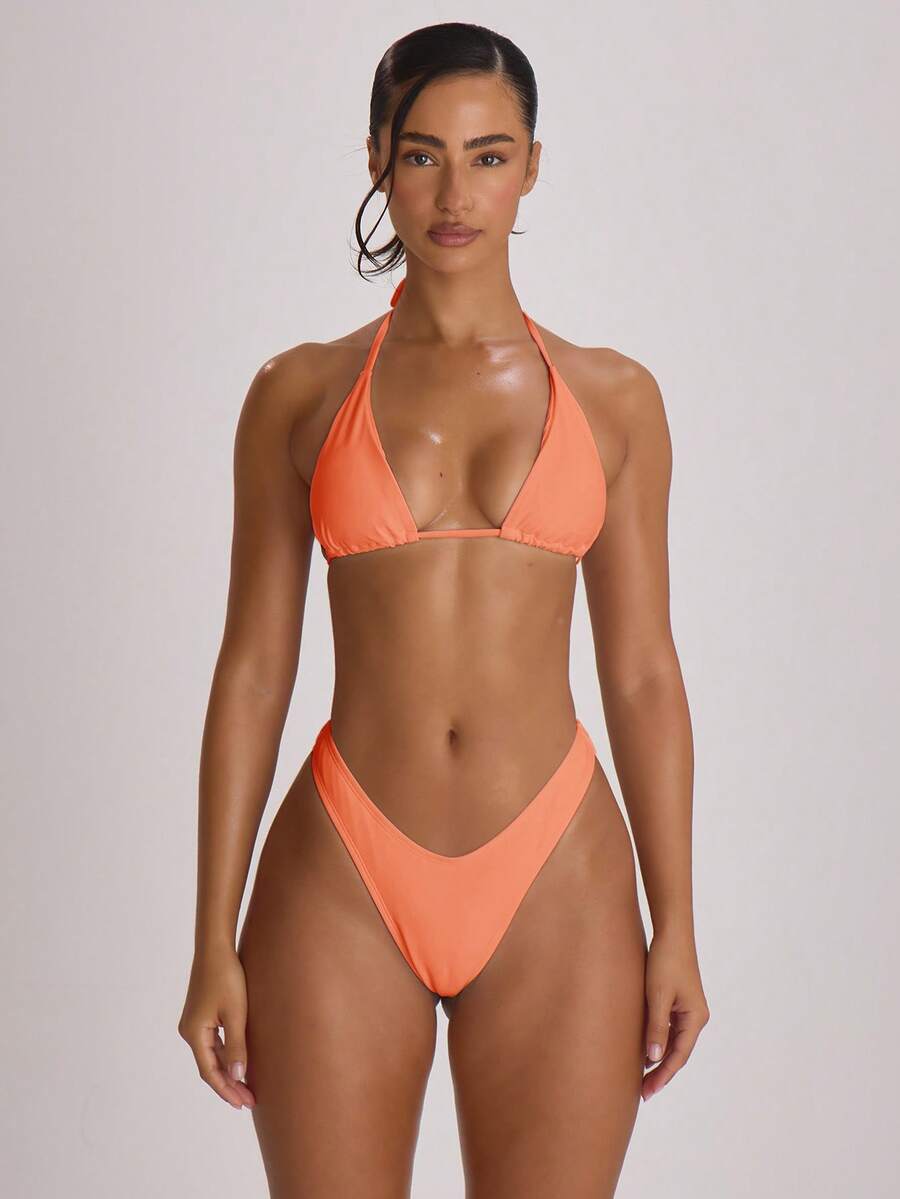 High Leg Dipped Front Thong Bikini Bottoms – Summer Beach Vacation Swimwear