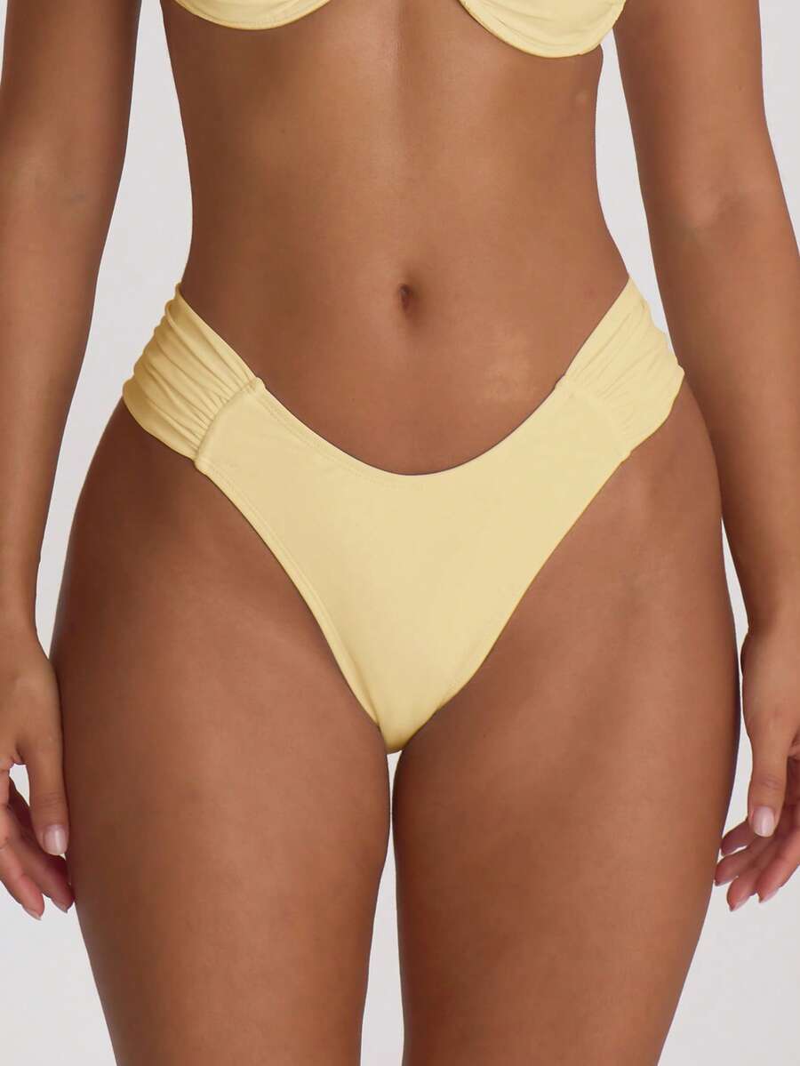 Ruched Side Cheeky Bikini Bottoms – Summer Beach Vacation Swimwear