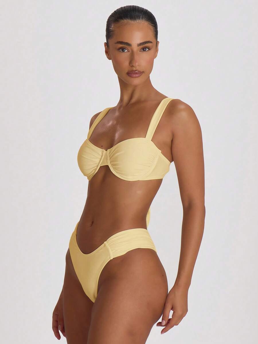 Ruched Side Cheeky Bikini Bottoms – Summer Beach Vacation Swimwear