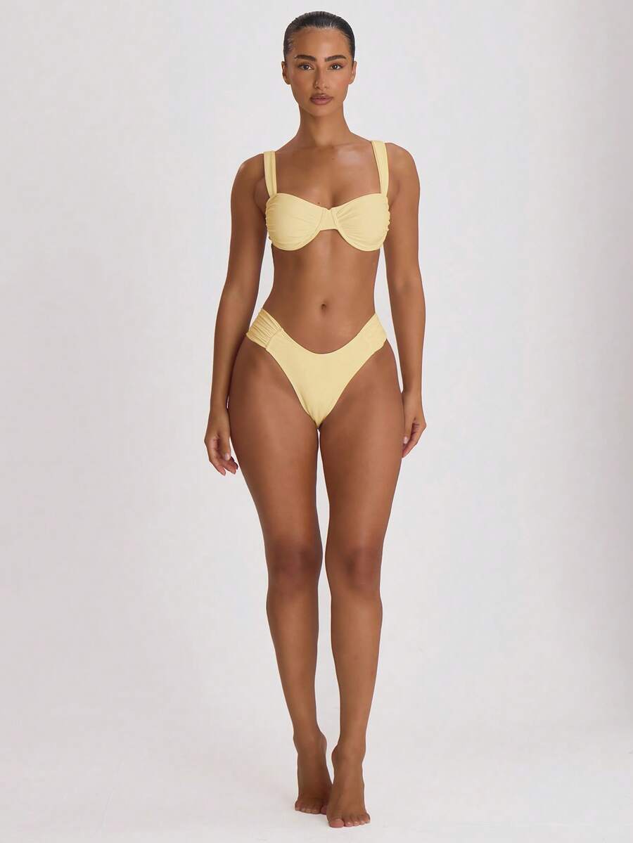 Ruched Side Cheeky Bikini Bottoms – Summer Beach Vacation Swimwear