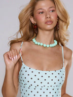 Polka Dot Frill Spaghetti Strap One-Piece Swimsuit – Summer Beach Vacation Swimwear