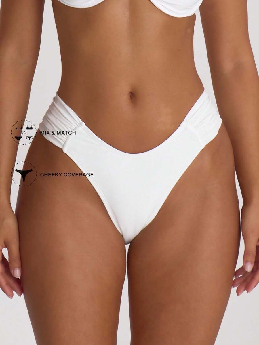 Ruched Side Cheeky Bikini Bottoms – Summer Beach Vacation Swimwear