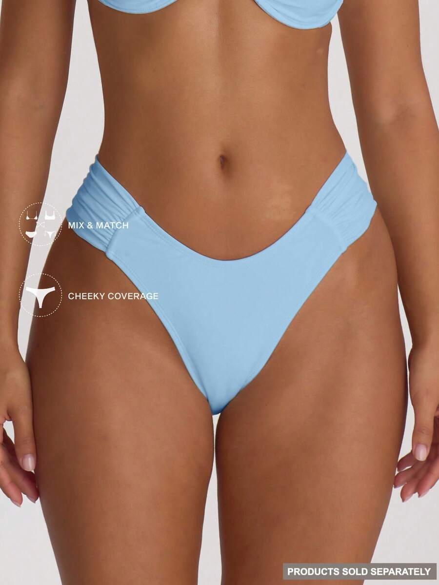 Ruched Side Cheeky Bikini Bottoms – Summer Beach Vacation Swimwear