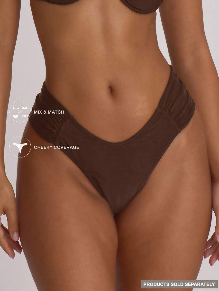 Ruched Side Cheeky Bikini Bottoms – Summer Beach Vacation Swimwear