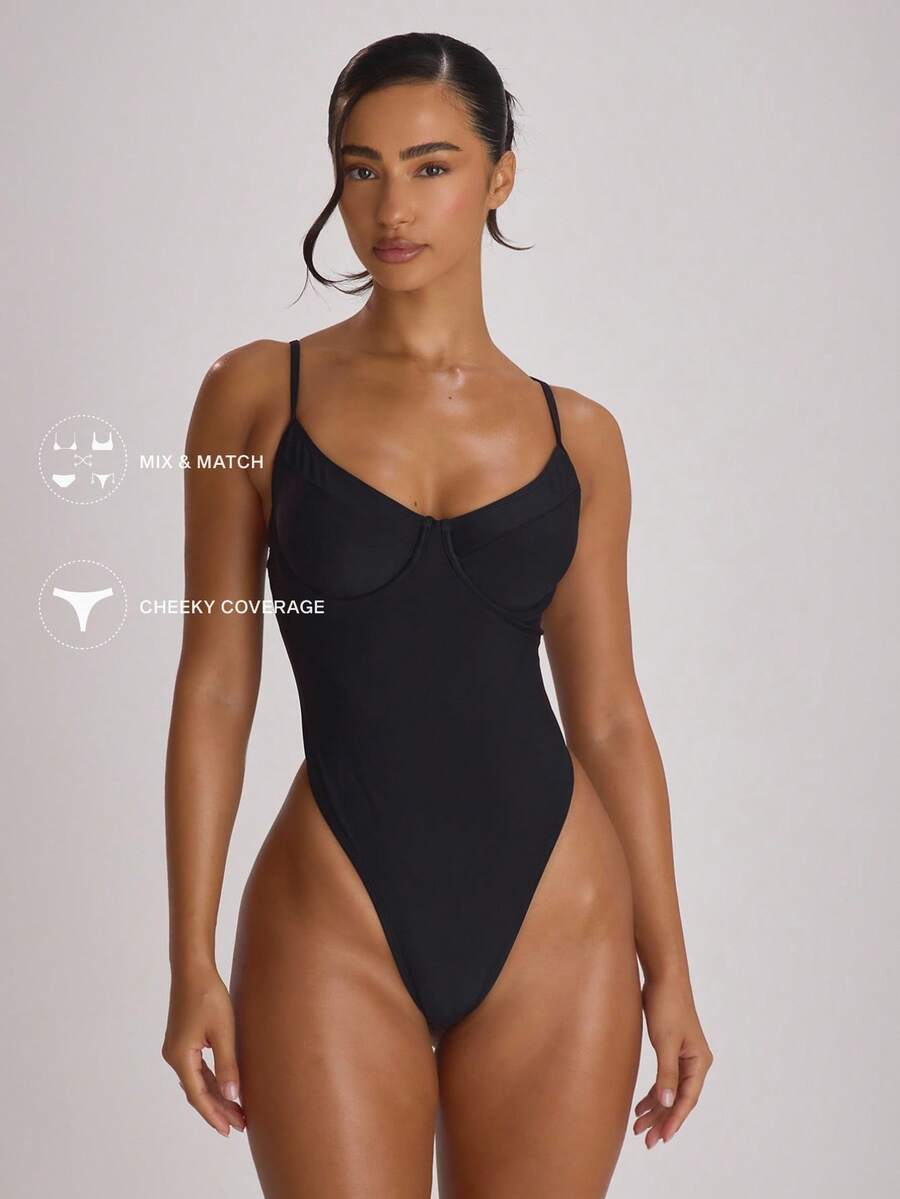 Underwire Cup High Leg Cheeky One-Piece Swimsuit – Summer Beach Vacation Swimwear