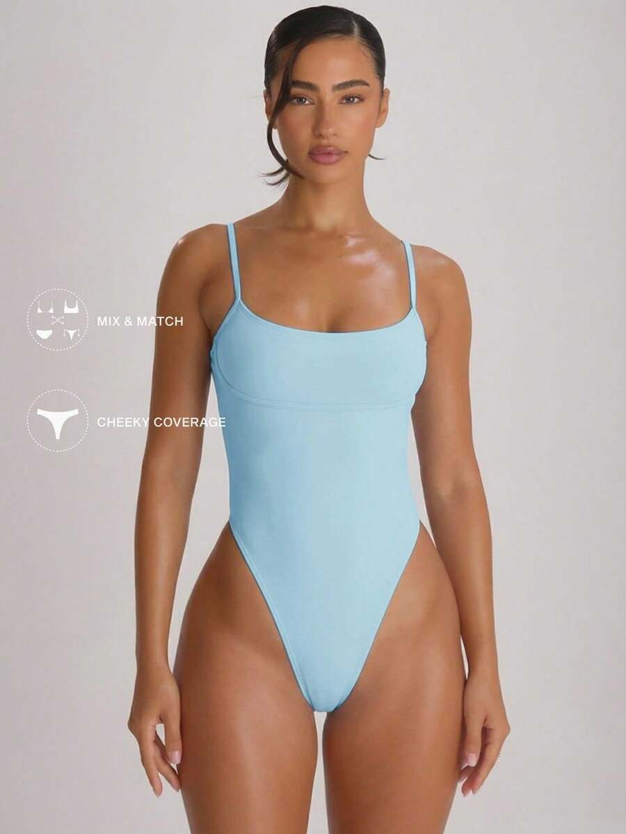 Strappy Binding High Leg Cheeky Swimsuit – Summer Beach Vacation Swimwear
